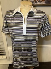 Kerrits Breeze Ice Fil Short Sleeve Shirt Stripped Women Size Large