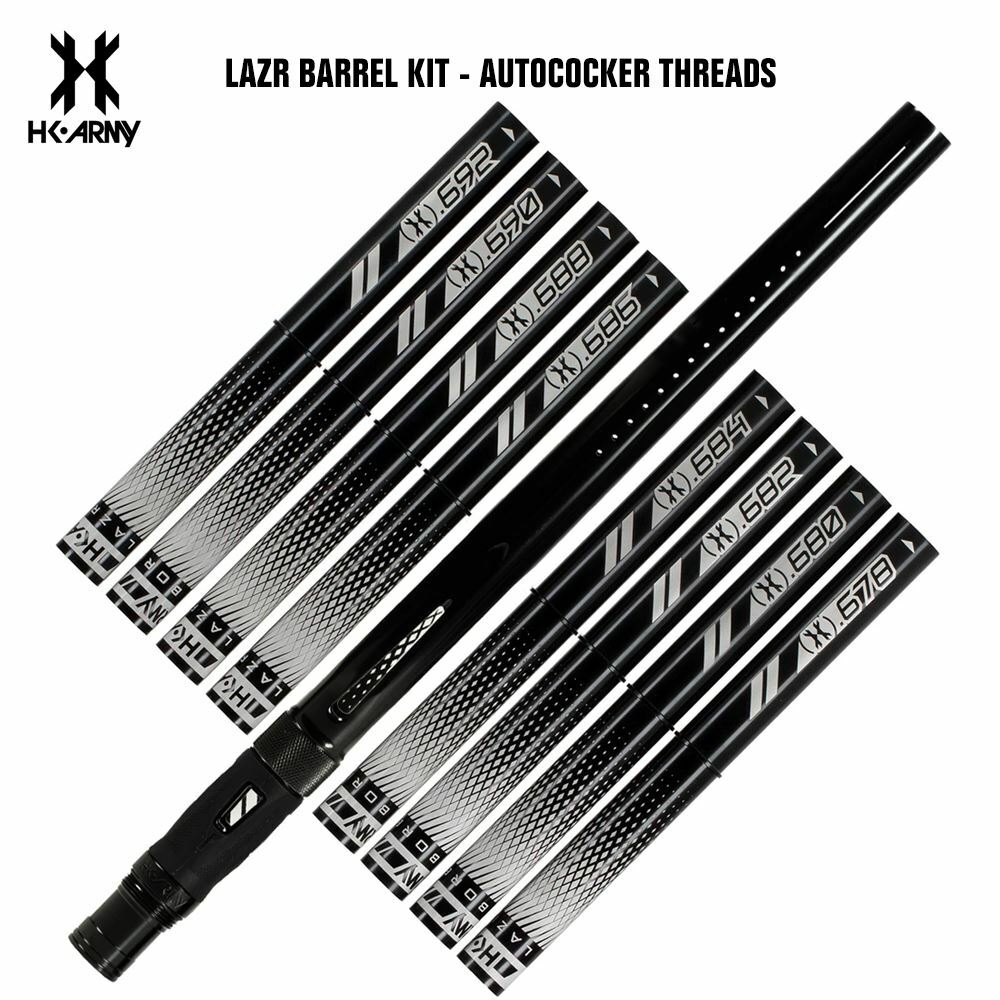 HK Army LAZR Paintball Barrel Kit – Autococker – Polish Black / Black Inserts