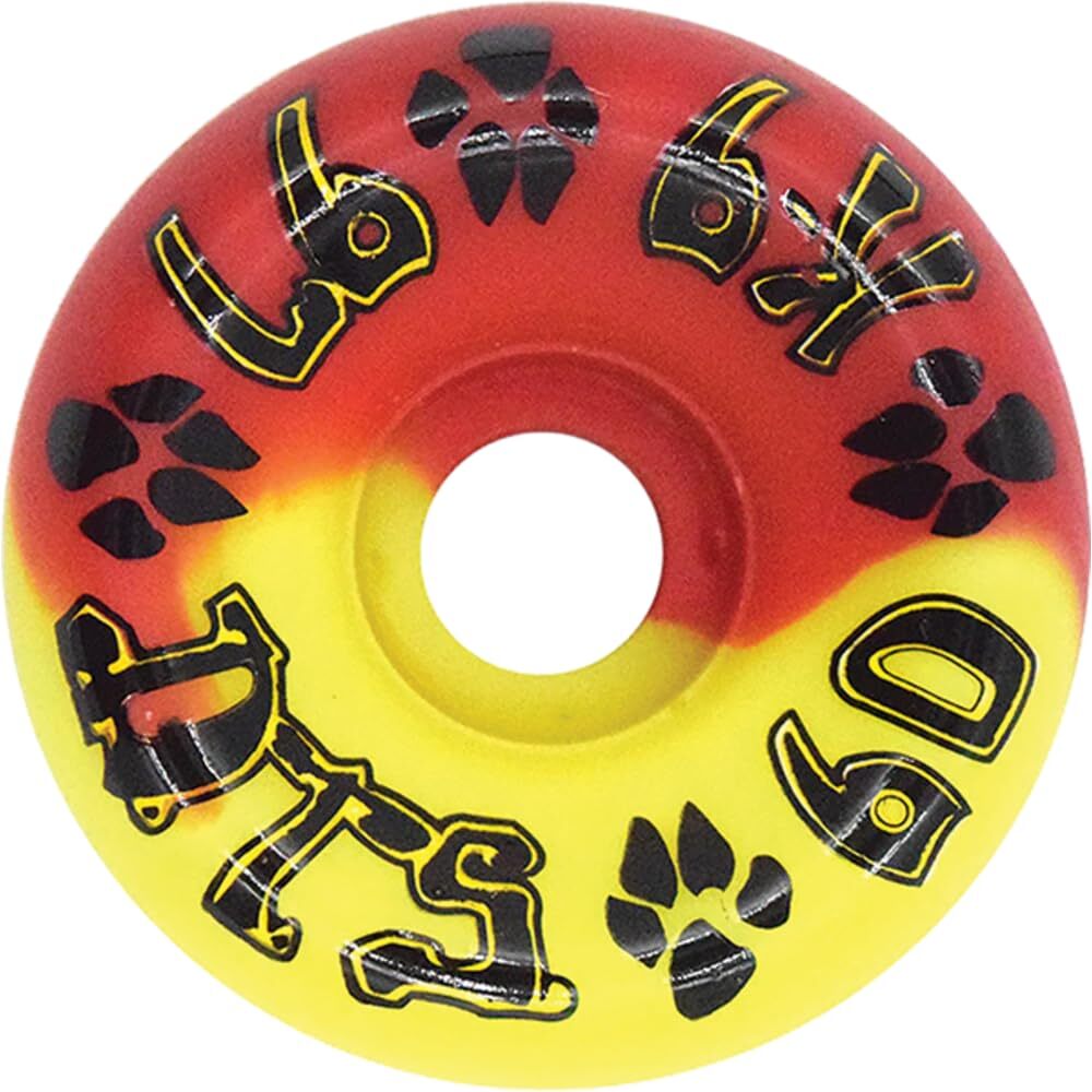 DogTown K-9 80’s 60mm 97A Red/Yellow Swirl Skateboard Wheels (Set of 4)