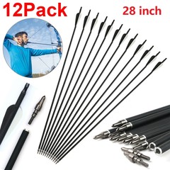 12Pcs 28″ Mixed Carbon Arrows SP500 Archery Target Practice Compound Recurve Bow