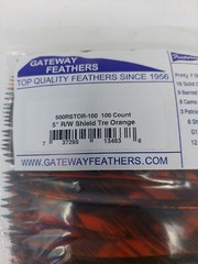 100pk Gateway Feathers 5″ Right Wing: Shield Tre Orange 500RSTOR-100