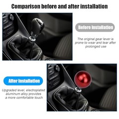 Osilly Car Round Ball Gear Shift Knob, Aluminum Alloy Vehicle Lever Shifter Red