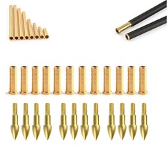 SHARROW 12pcs Brass Arrow Inserts for Archery – 38/50/100/150/200/250/300 Grain