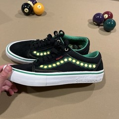 VANS x Shake Junt Pro Skateboarding Shoes Black/Green Yellow Dots US 9.5