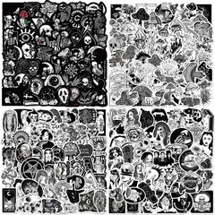 200 Pcs Black and White Gothic Stickers Waterproof Decals for Water Bottles