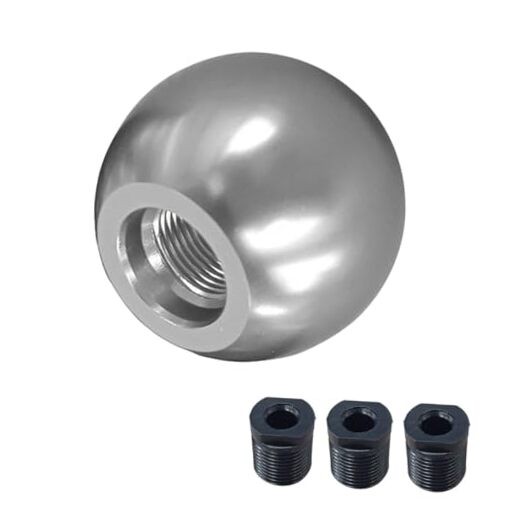 BDZMC Car Round Ball Gear Shift Knob, Aluminum Alloy Gear Shift Stick Silver