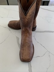 Men’s US 8M Dan Post Ka Python Print Leather Brown Western Cowboy Boots Preowned