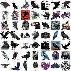 30Pcs Random Vintage Dark Forest Gothic Cool Crow Raven Bird Waterproof Stickers