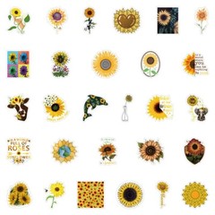 50-Pack Sunflower Stickers Cute Waterproof Sunflower Sticker laptop waterproof
