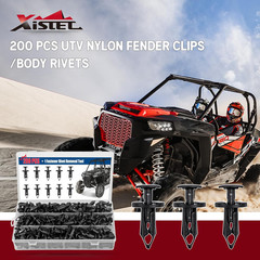 Xislet 200Pcs Polaris Push Pins, UTV Nylon Fender Clips & Body Rivets with Tool,