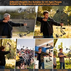RH Compound Bow 30-70lbs 75% Let-off & Carbon Arrows Kit Adult Hunting Shooting