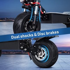 5600W 60V 38AH 50 MPH Folding Electric Scooter Adult Dual Motor 12″ Road Tire