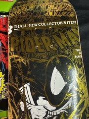 SUPER RARE Spiderman Gold Holofoil Black Suit HUF Skateboard Deck Marvel Comics