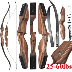 RH 60″Takedown Recurve Bow 25-60lb-Wooden Riser Hunting&Target Archery for Adult