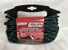 5/16″ x 50′ Diamond Braid Polypropylene Rope Black with Green Blue Red Marine