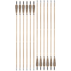 12X Bamboo Arrows Archery Turkey Feather OD8mm Handmade Traditional Bow Hunting