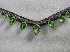 Premium Leather Horse Bridle Green Clear Crystal Brow-Band All Sizes.