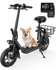 GYROOR 450W Electric Scooter with Seat & Basket 21 Miles Range