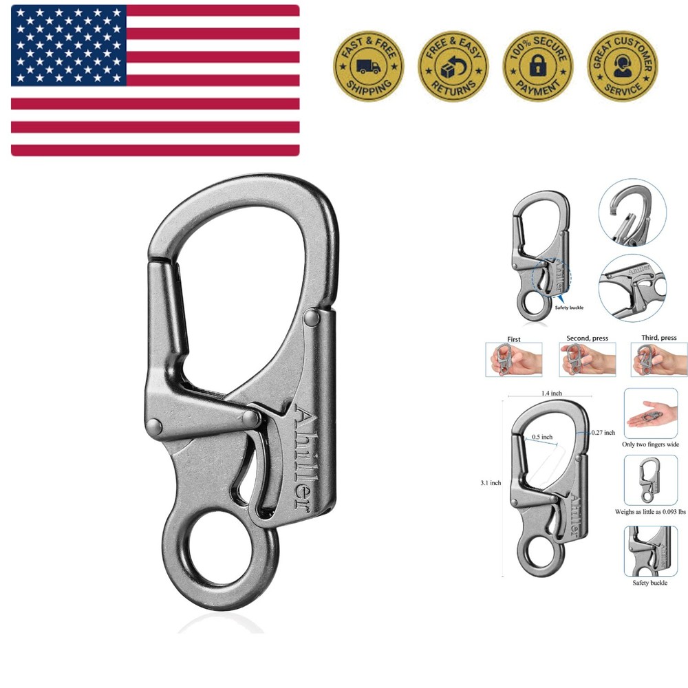 Carabiner Clip, Double Anti-Misopening Locking Design, 3″ Zinc Alloy Heavy Ke…