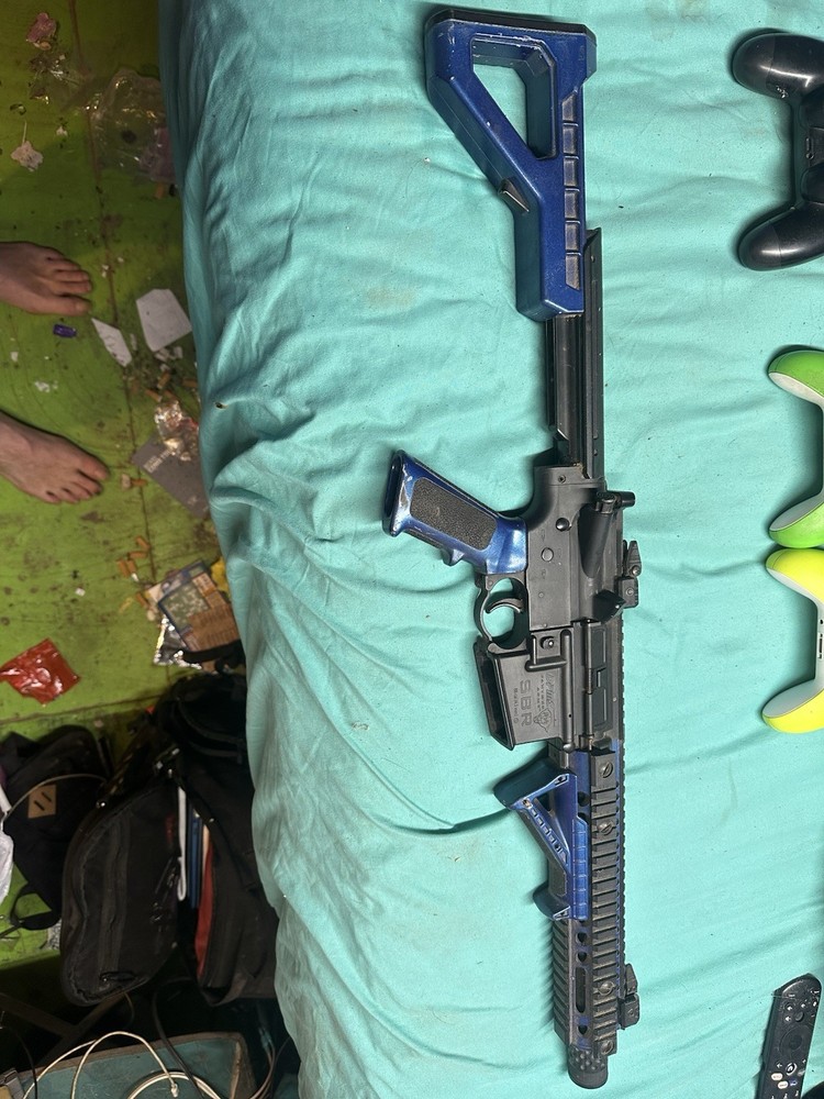 SBR AR-Style Electric Airsoft Rifle Blue/Black w/ Adjustable Stock