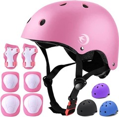 Kids Helmet Set with Knee Pads Elbow Pads Wrist Guards,Adjustable Helmet for …