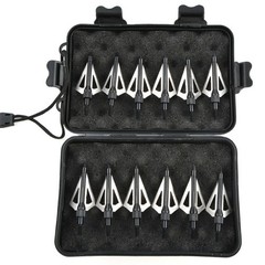 12PCS Archery 100 Grain Hunting Broadheads Stainless Steel Arrowheads with Case