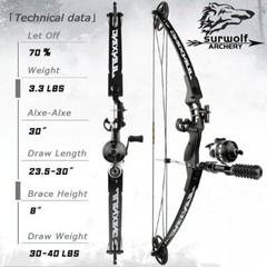 Bowfishing Compound Bow Arrows 30-40lbs Adjustable Archery Hunting Fishing Shoot