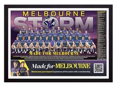 Framed 2024 Melbourne Storm NRL Poster – 62cm x 44.5cm x 3cm