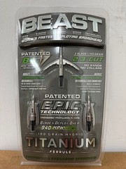 Bowmar Archery Beast Broadheads 2.3 Inch Cut 2 Blade 100 Grain 3 Pack Titanium