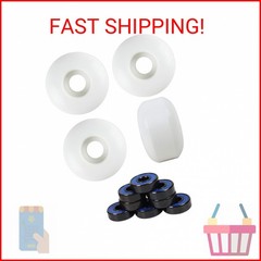 TGM Skateboards Skateboard Wheels with ABEC 7 Bearings and Spacers (White, 58mm)