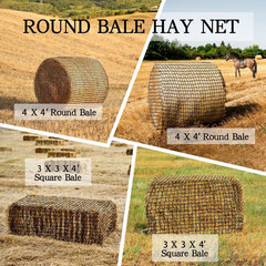 Large Round Bale Hay Net, Knotless Nets for Horses Slow 4*4FT, black