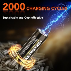 3600mWh Rechargeable Lithium AA Batteries with Charger-12 Pack, 1.5V Double A…