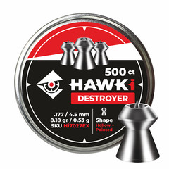 Hawki Airgun Pellets .177 / 4.5mm Caliber 8.18 gr /0.53 g 500 ct Hollow Pointed