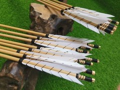 12X 32″ Wooden Arrow OD8mm Archery 5″ Turkey Feather Traditional Recurve Longbow