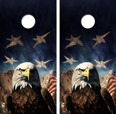 Bald Eagle American Flag Cornhole Board Wraps FREE LAMINATION #4689