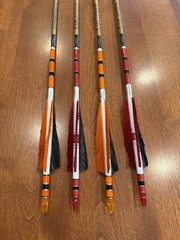 Lot Of 4 Black Eagle “Vintage” Fletched/Crested Wooden Arrows – Gently Used