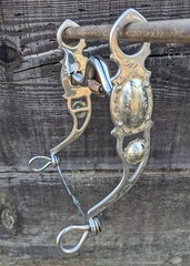 Western Silver Show Bit – Oval Concho – Copper Hood & Roller – 5 Inch Mouth