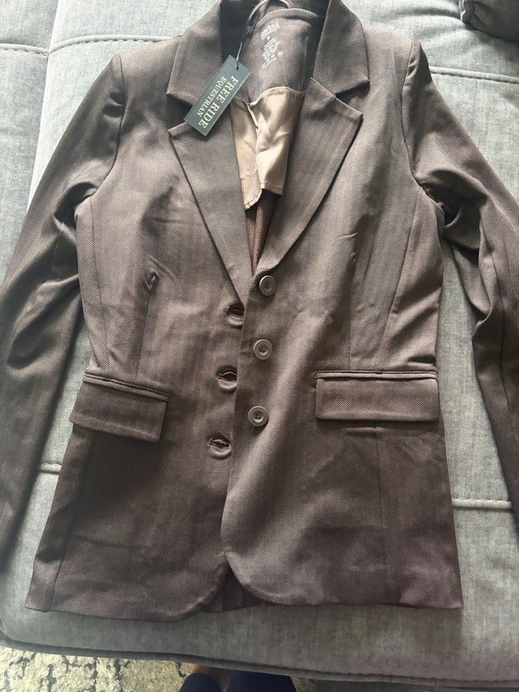 Free Ride Equestrian Ladies Brown Tweed Hunt Show Coat Jacket Size M