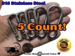 316 Stainless Steel Carabiner snap clip hiking clasp marine grade 6mm 1/4 2 3/8″