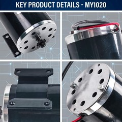 Replacement Brushed DC Motor MY1020 48V 1000W 9Tooth for Electric Scooter