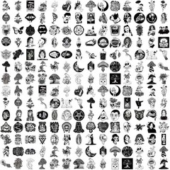200 Pcs Black and White Gothic Stickers Waterproof Decals for Water Bottles