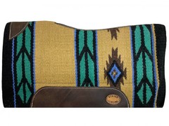 Klassy Cowgirl 28″ x 30″ Mustard, Black & Turquoise Aztec Wool Top Saddle Pad