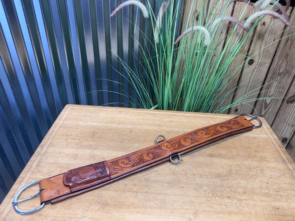 BILLY COOK Tooled Leather Western Horse Saddle Cinch Girth ~36″