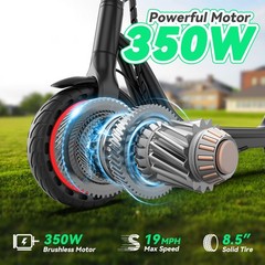 LADPED 350W 8.5INCH Solid Tire Electric Scooter 31KM/H 187.2wh E-Scooter