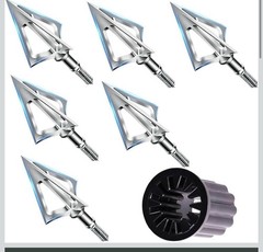 6pcs Fixed Blade Broadheads 125 Grain with Universal Wrench 420 Stainless Steel