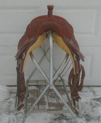16.5″ CACTUS Saddlery Working Cowhorse Saddle~Cutting~Reining~TOOLED~GREAT COND
