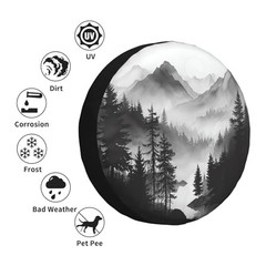 Mountain Lake Tree Landscape Spare Tire Cover Weatherproof Universal Wheel