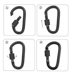 Locking Carabiner Clip, Vonpri 3 Inch D Ring Clips Spring Snap Key Black 4pcs