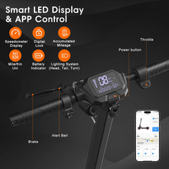 10» Off-road Electric Scooter for Adult 48V 13AH 30MPH-APP Commuting E-Scooter