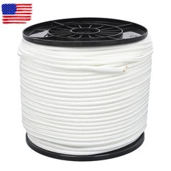1/4 Inch × 500ft White Nylon Solid Braid Rope High UV & Abrasion Resistance